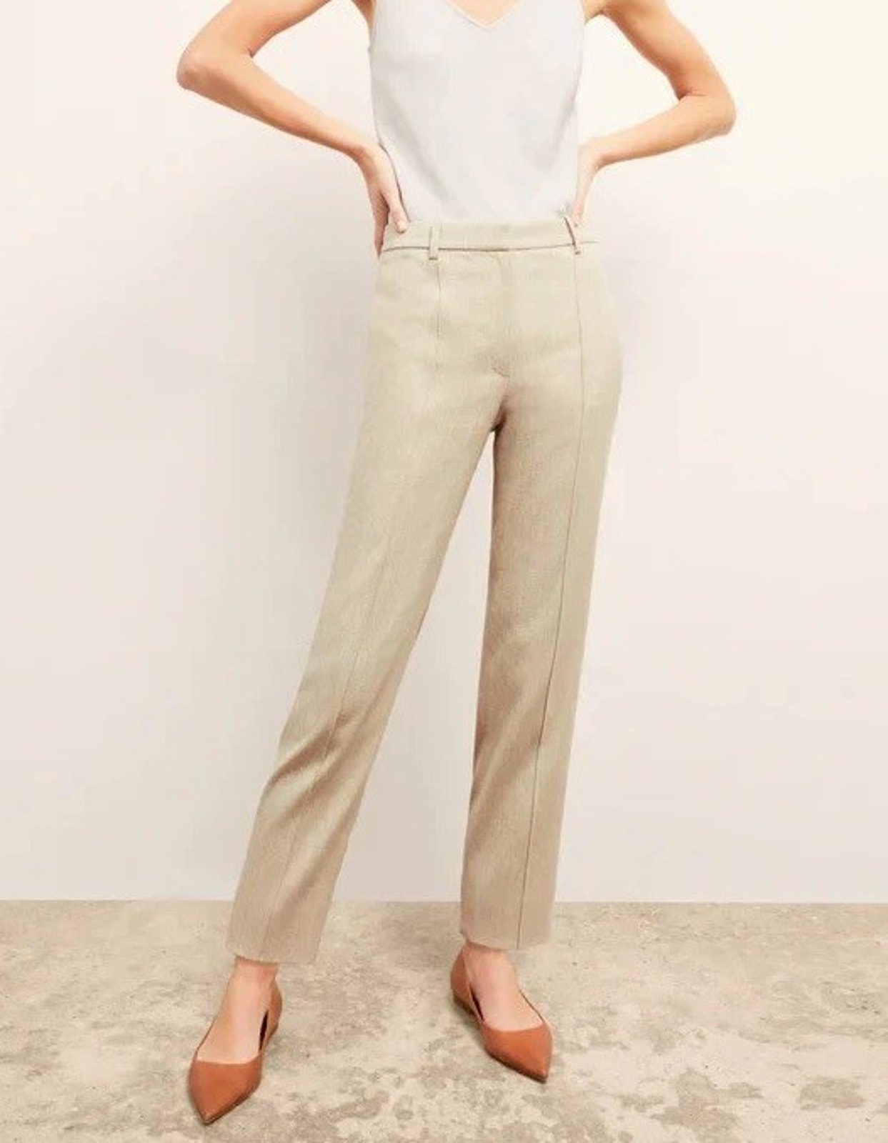M. M. Lafleur Beige Linen Blend Chino Work Office Pants Sz 8 A008325